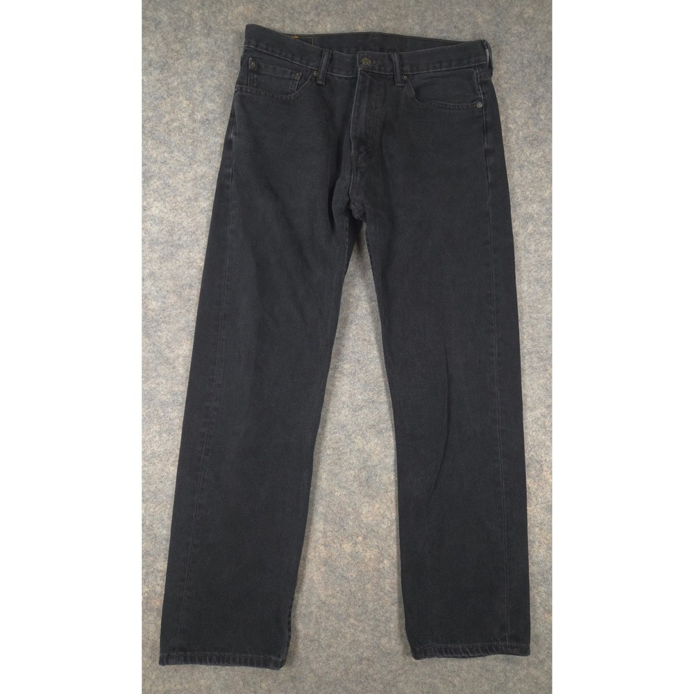 Levis 505 Regular Fit Black Denim Jeans Mens W33 L32 Straight Leg Classic